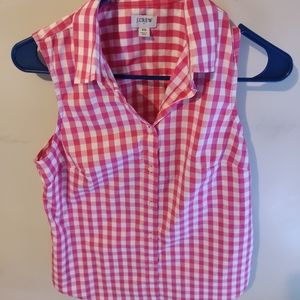 J crew pink and white blouse